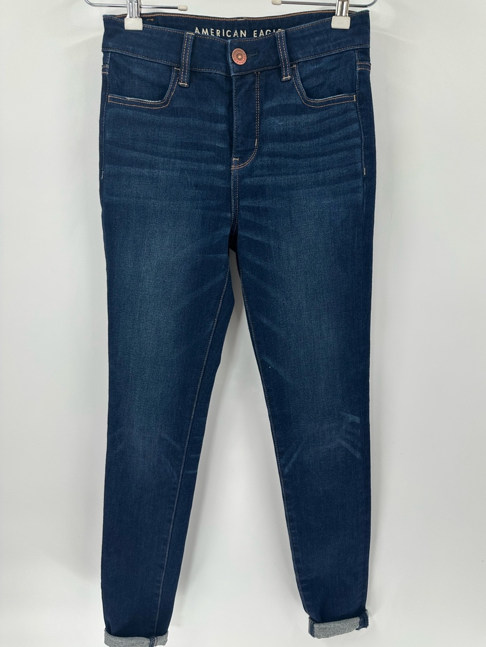 American Eagle Outfitters Navy Blue Skinny Jeans Jeggings Sz 4 The Dream jean